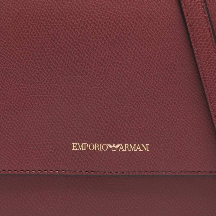 Pre Owned Emporio Armani Red Faux Leather Crossbody Bag