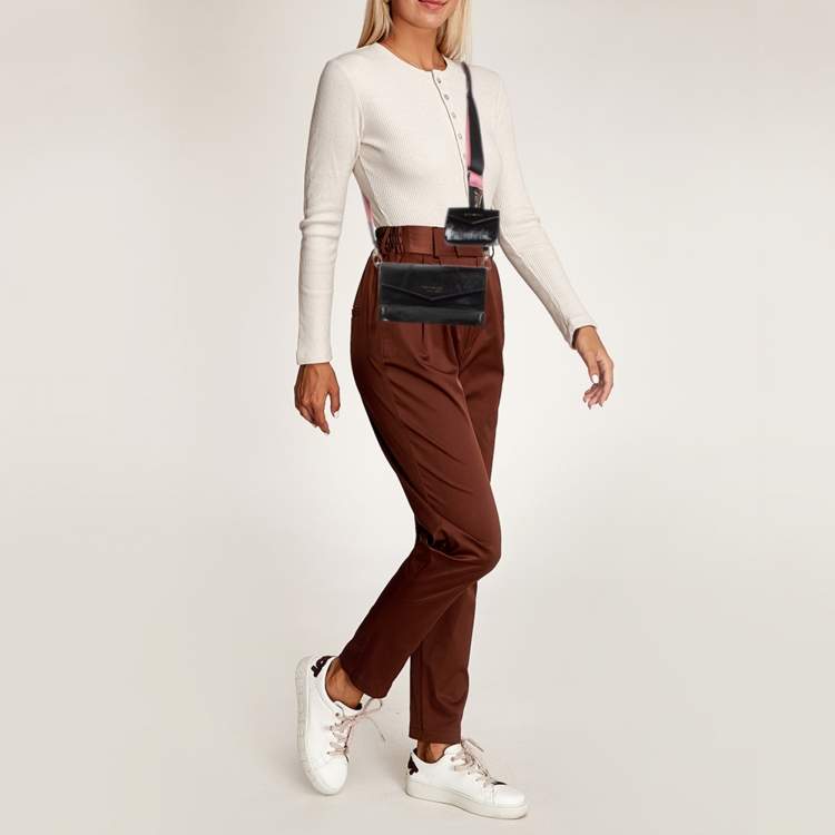 Pre Owned Emporio Armani Black Patent Leather Envelope Flap Crossbody Bag