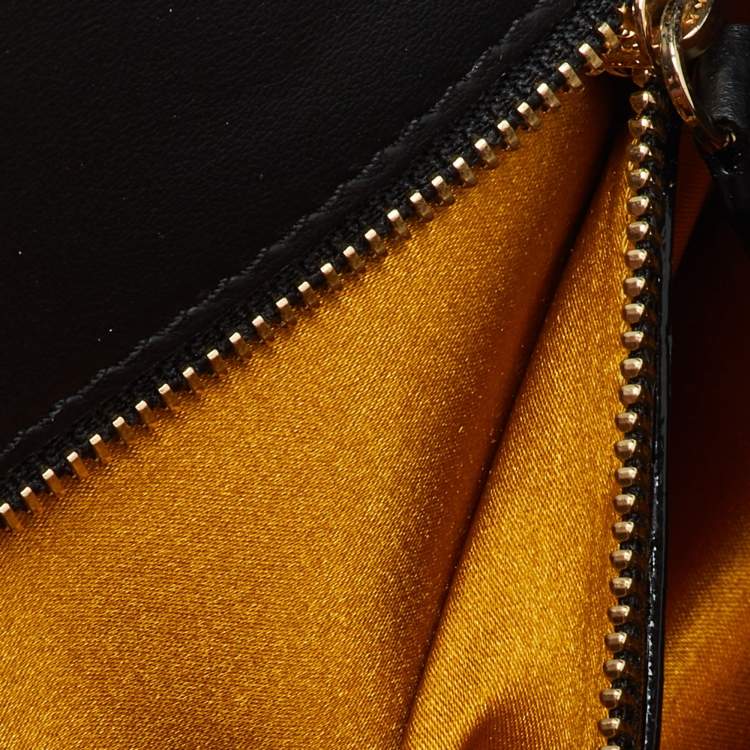 Pre Owned Emporio Armani Black Patent Leather Envelope Flap Crossbody Bag