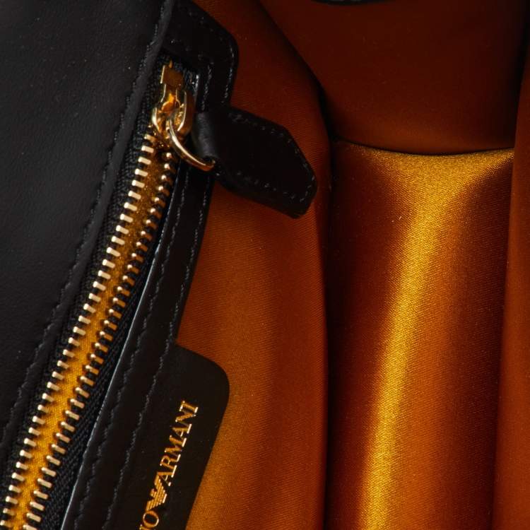 Pre Owned Emporio Armani Black Patent Leather Envelope Flap Crossbody Bag