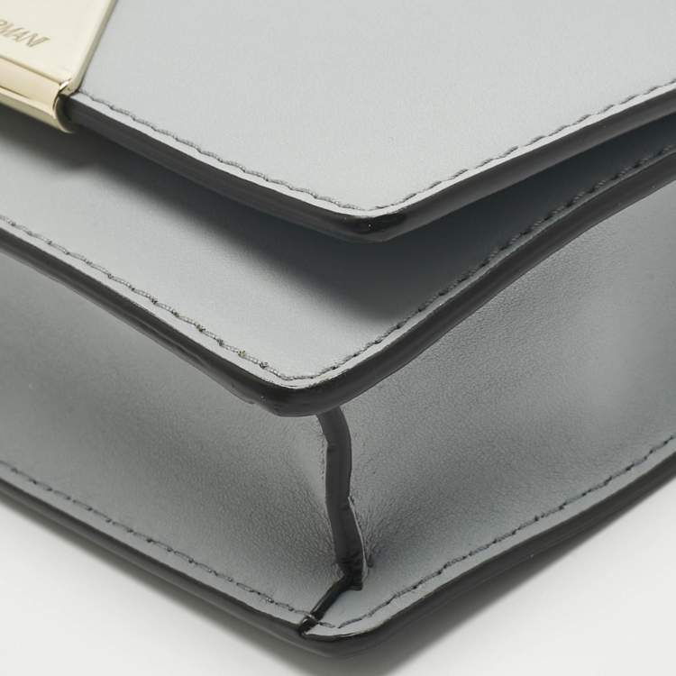 Pre Owned Emporio Armani Light Blue Leather Astrid Chain Crossbody Bag