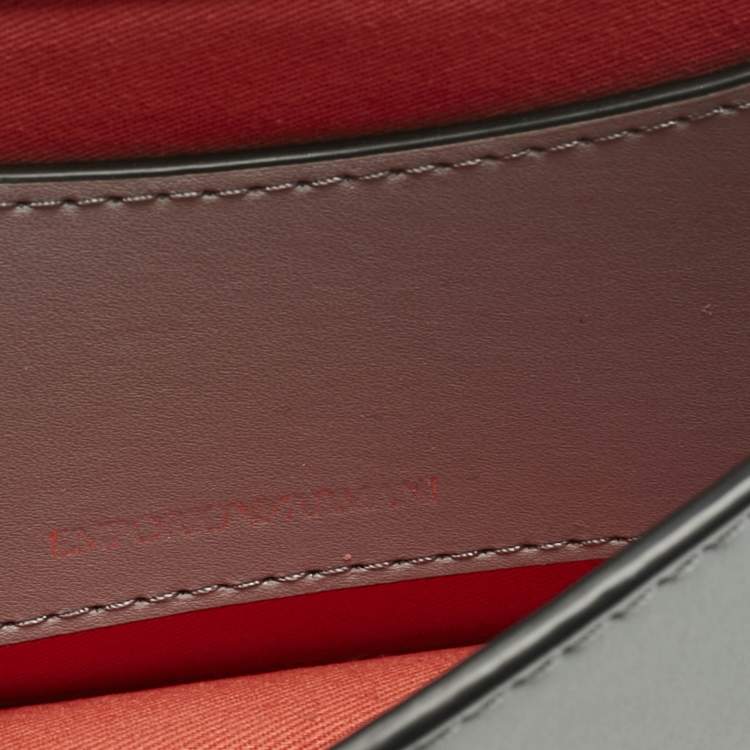 Pre Owned Emporio Armani Light Blue Leather Astrid Chain Crossbody Bag