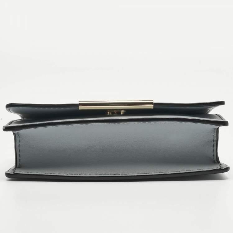 Pre Owned Emporio Armani Light Blue Leather Astrid Chain Crossbody Bag