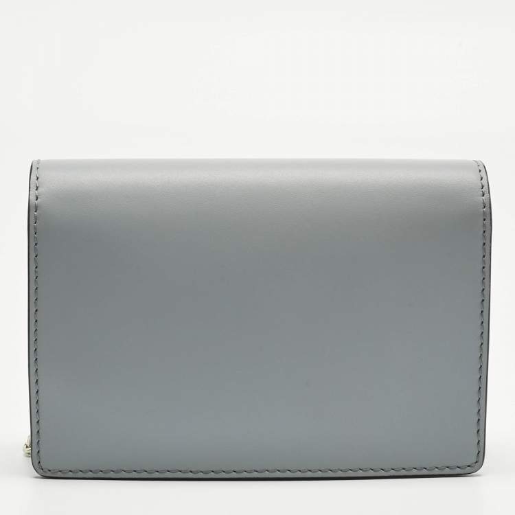 Pre Owned Emporio Armani Light Blue Leather Astrid Chain Crossbody Bag