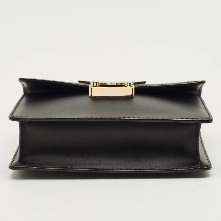 Pre Owned Emporio Armani Black/Red Croc Embossed and Leather Metal Flap Top Handle Bag