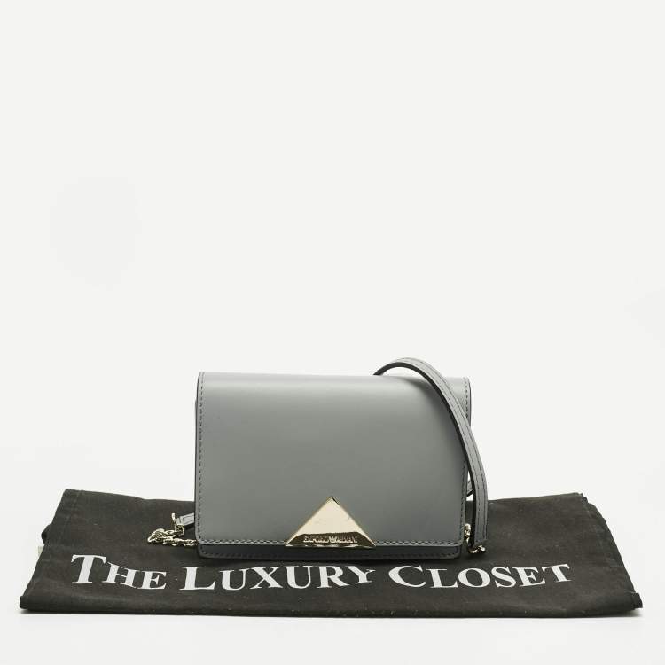 Pre Owned Emporio Armani Grey Leather Astrid Chain Crossbody Bag