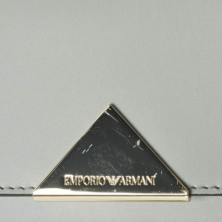 Pre Owned Emporio Armani Grey Leather Astrid Chain Crossbody Bag