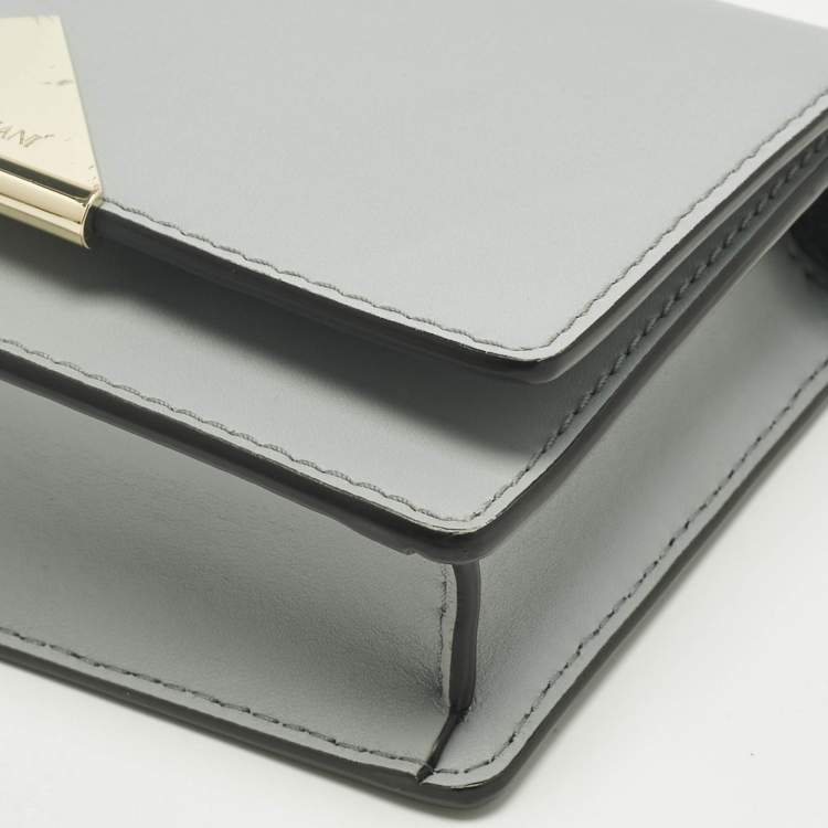 Pre Owned Emporio Armani Grey Leather Astrid Chain Crossbody Bag