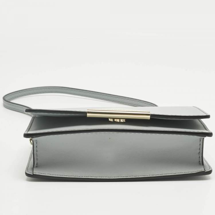 Pre Owned Emporio Armani Grey Leather Astrid Chain Crossbody Bag