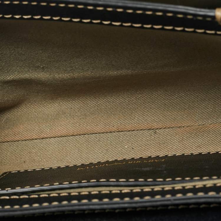 مملوكة مسبقًا Emporio Armani Black Leather Stud Flap Top Handle Bag