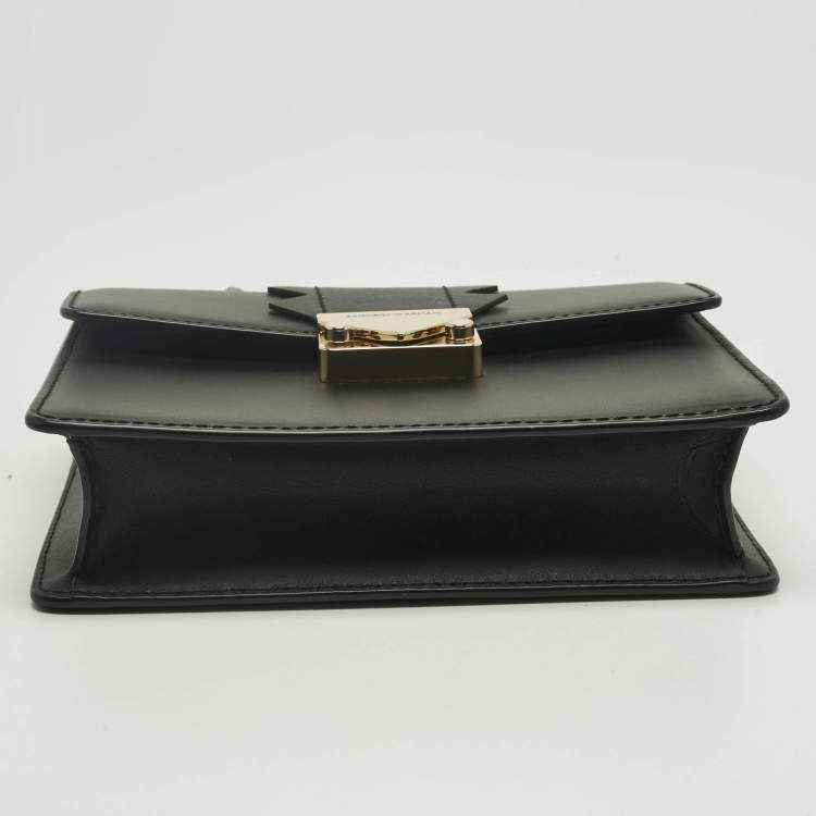 Pre Owned Emporio Armani Black/Red Faux Leather Flap Top Handle Bag