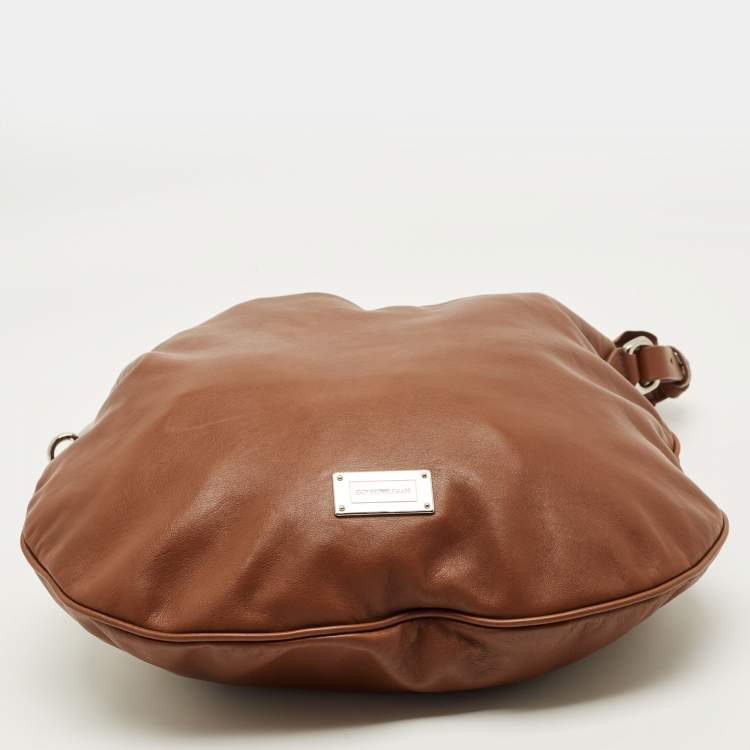 Pre Owned Emporio Armani Logo Brown Leather Hobo