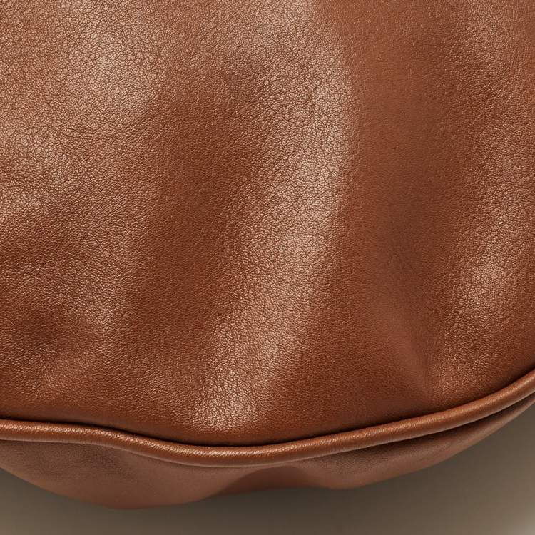 Pre Owned Emporio Armani Logo Brown Leather Hobo