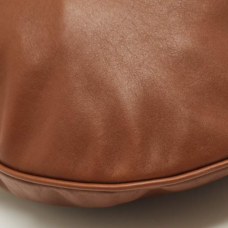 Pre Owned Emporio Armani Logo Brown Leather Hobo