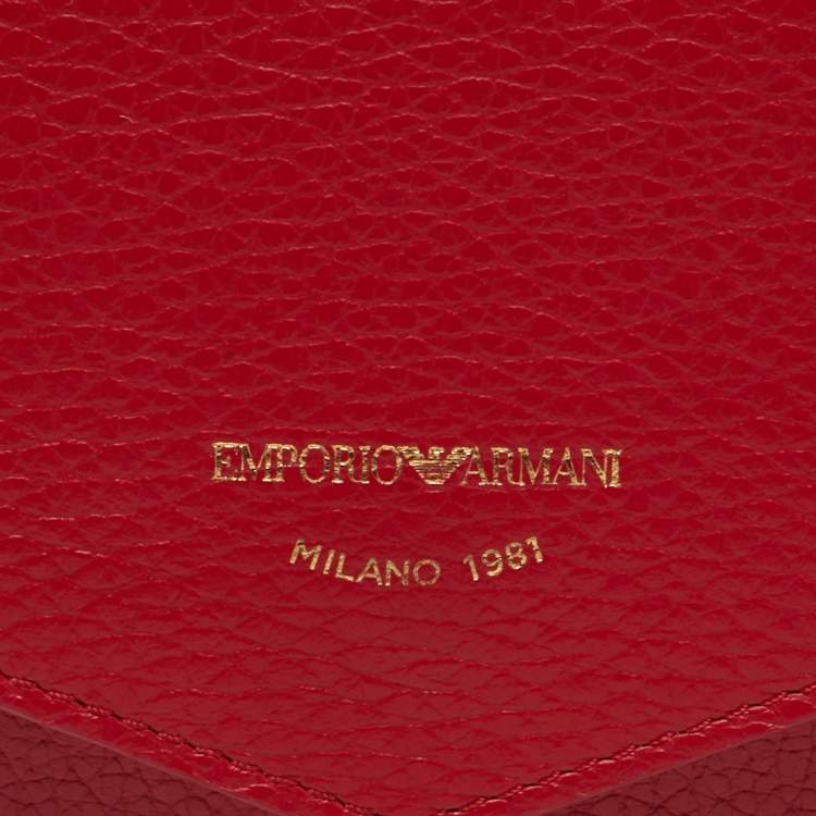 Pre Owned Emporio Armani Envelope Red Faux Leather Crossbody Bag