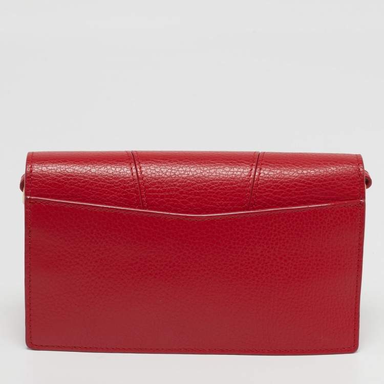 Pre Owned Emporio Armani Envelope Red Faux Leather Crossbody Bag