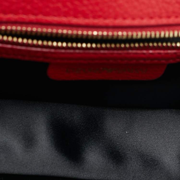 Pre Owned Emporio Armani Envelope Red Faux Leather Crossbody Bag