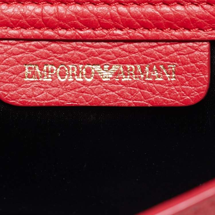 Pre Owned Emporio Armani Envelope Red Faux Leather Crossbody Bag