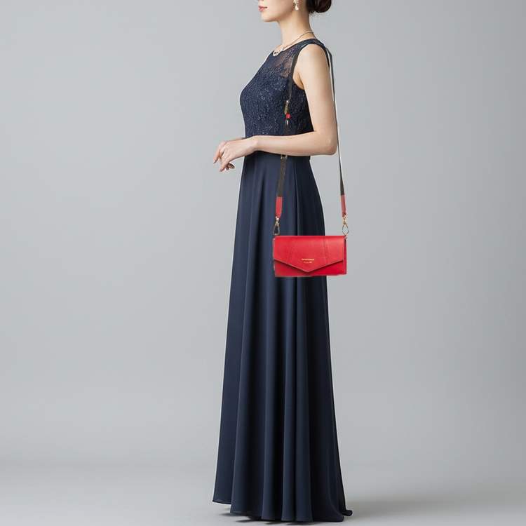 Pre Owned Emporio Armani Envelope Red Faux Leather Crossbody Bag