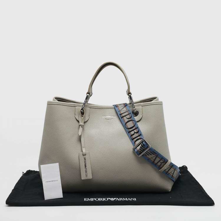 Pre Owned Emporio Armani MyEA Medium Grey Faux Leather Shopper Tote