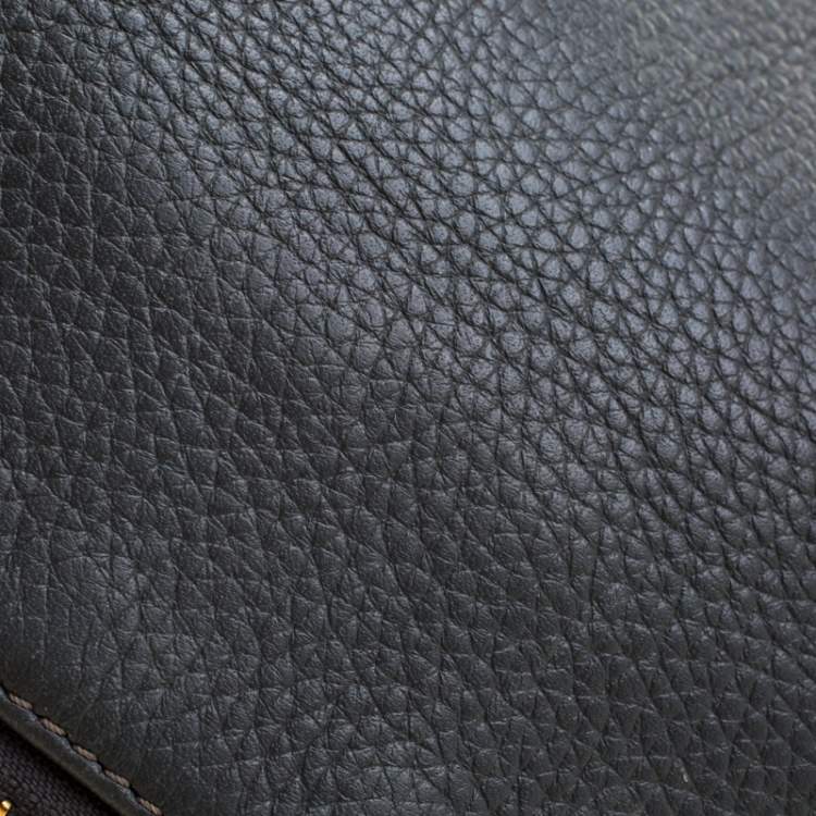 Pre Owned Emporio Armani Grey Leather Zip Flap Convertible Shoulder Bag