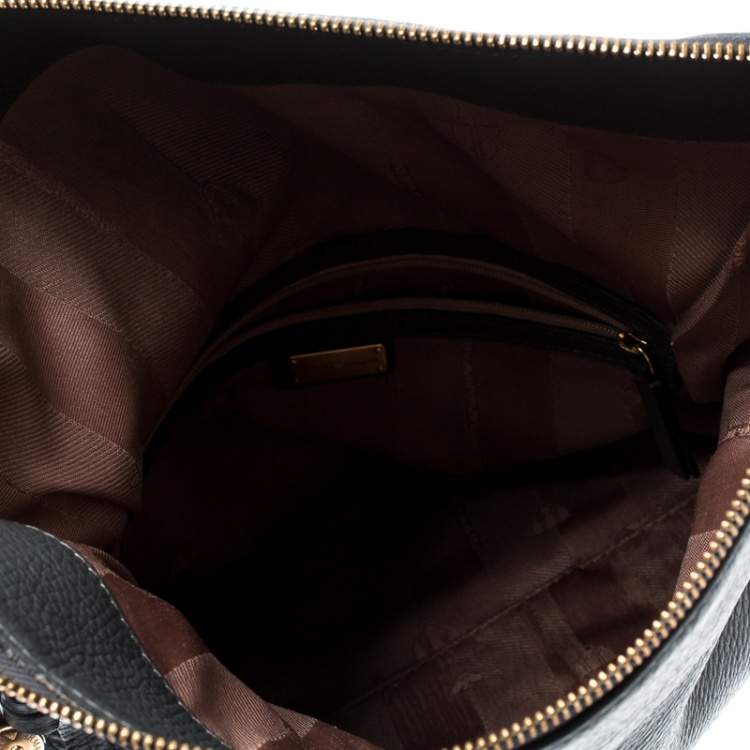 Pre Owned Emporio Armani Grey Leather Zip Flap Convertible Shoulder Bag