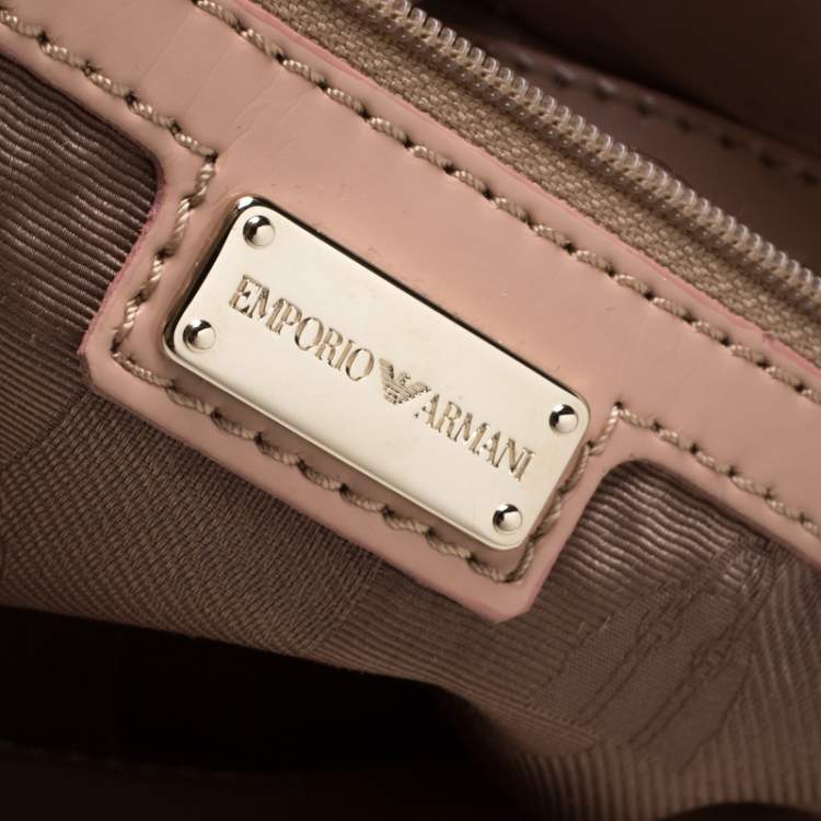 Pre Owned Emporio Armani Pink Patent Leather Tote 