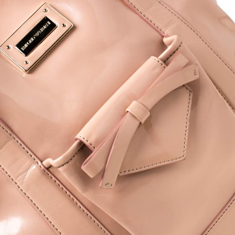 Pre Owned Emporio Armani Pink Patent Leather Tote 