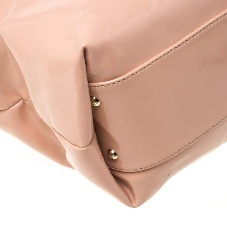 Pre Owned Emporio Armani Pink Patent Leather Tote 