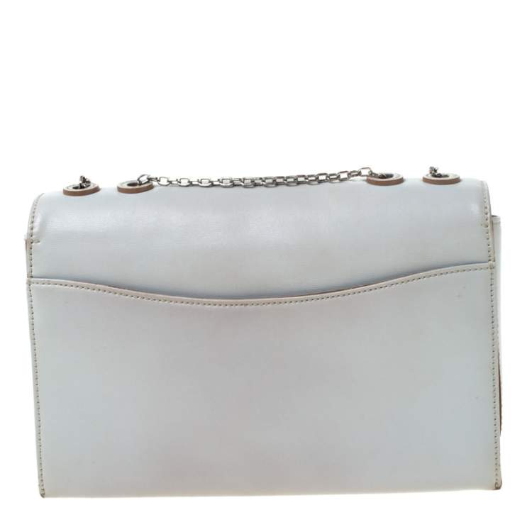 Pre Owned Emporio Armani Grey Leather Double Chain Shoulder Bag