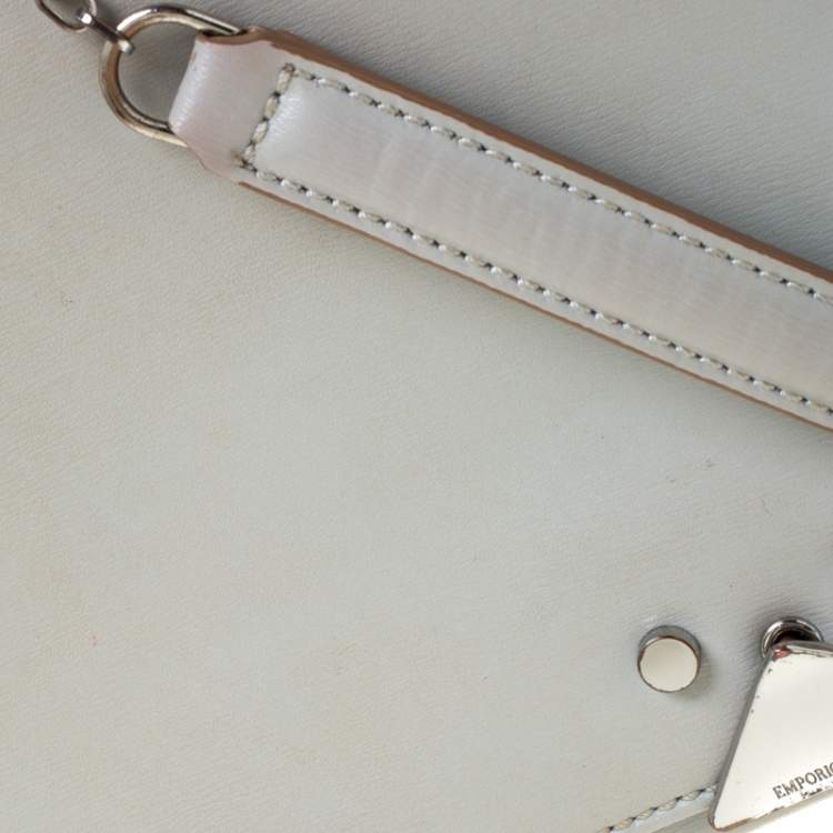 Pre Owned Emporio Armani Grey Leather Double Chain Shoulder Bag