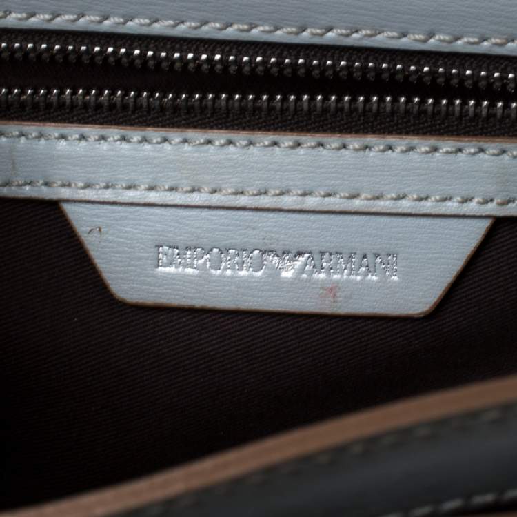Pre Owned Emporio Armani Grey Leather Double Chain Shoulder Bag
