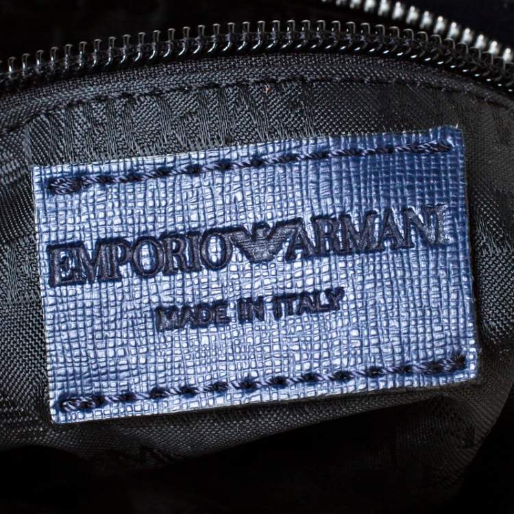 Pre Owned Emporio Armani Blue Leather Crossbody Bag