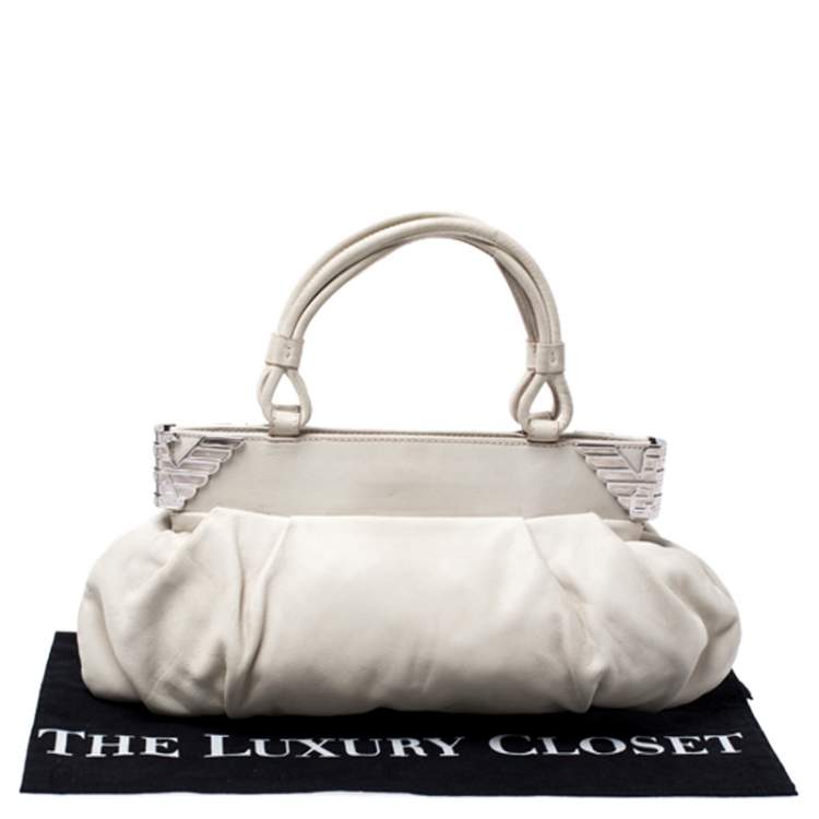 Pre Owned Emporio Armani Cream Leather Satchel