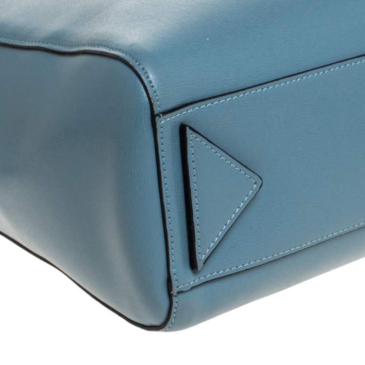 Pre Owned Emporio Armani Light Blue Leather Shopper Tote