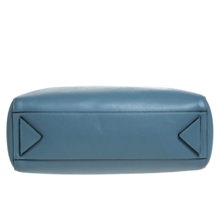 Pre Owned Emporio Armani Light Blue Leather Shopper Tote