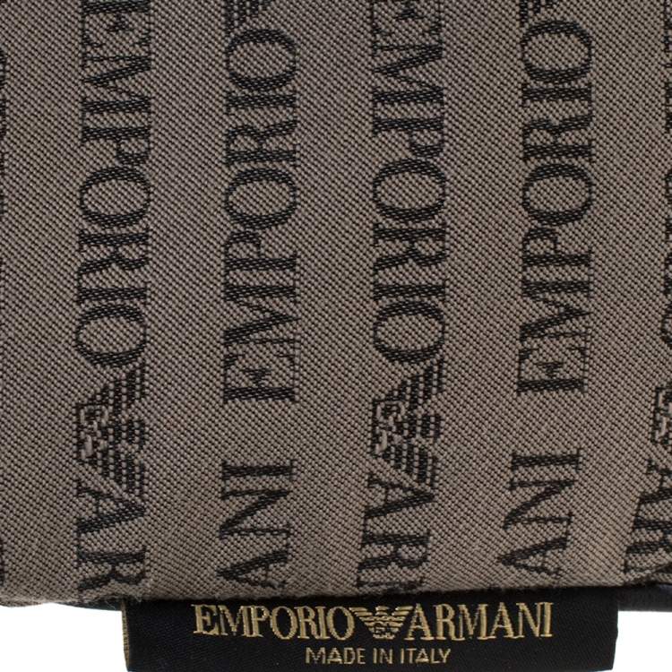 Pre Owned Emporio Armani Grey/Black Monogram Canvas Pouch