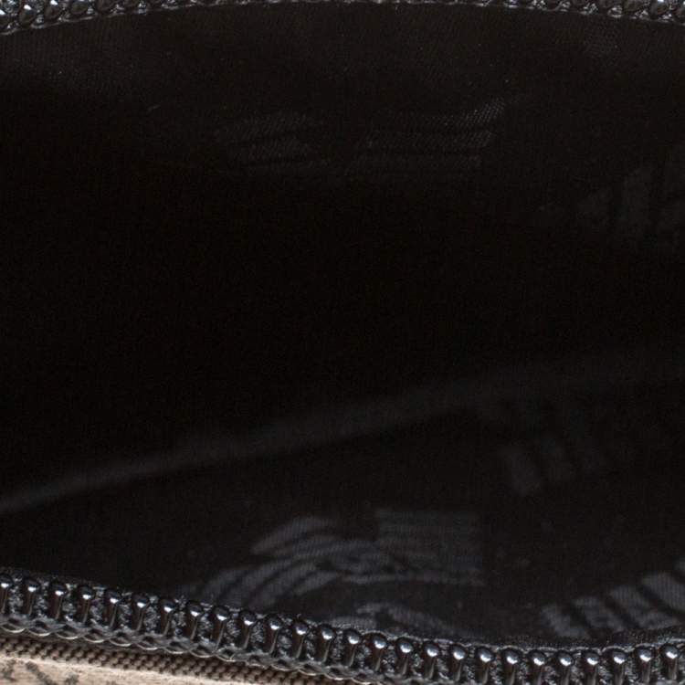 Pre Owned Emporio Armani Grey/Black Monogram Canvas Pouch