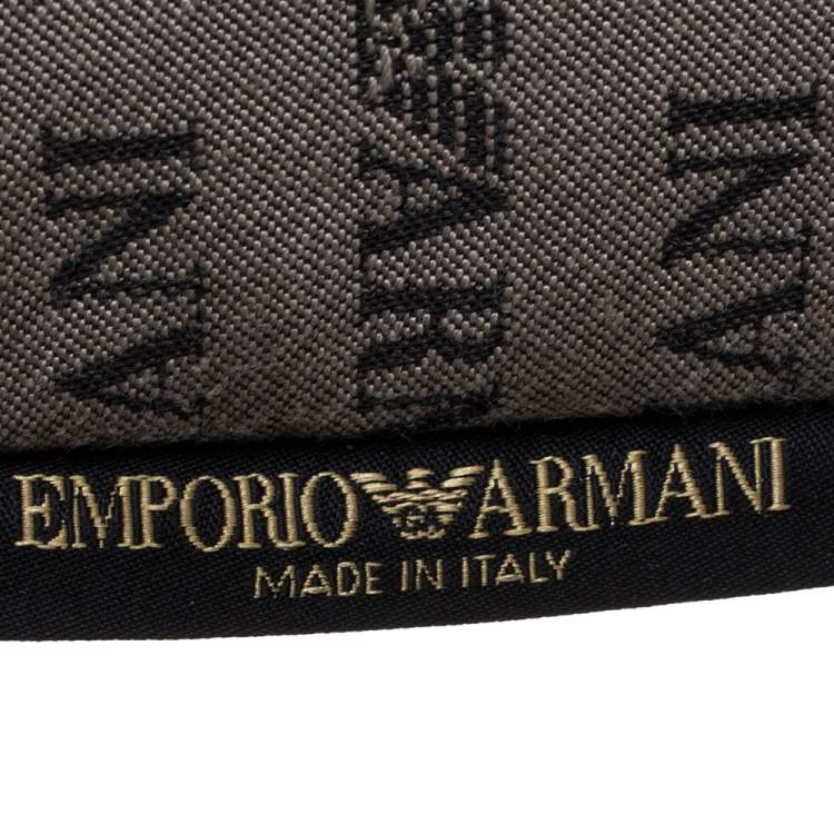 Pre Owned Emporio Armani Grey/Black Monogram Canvas Pouch
