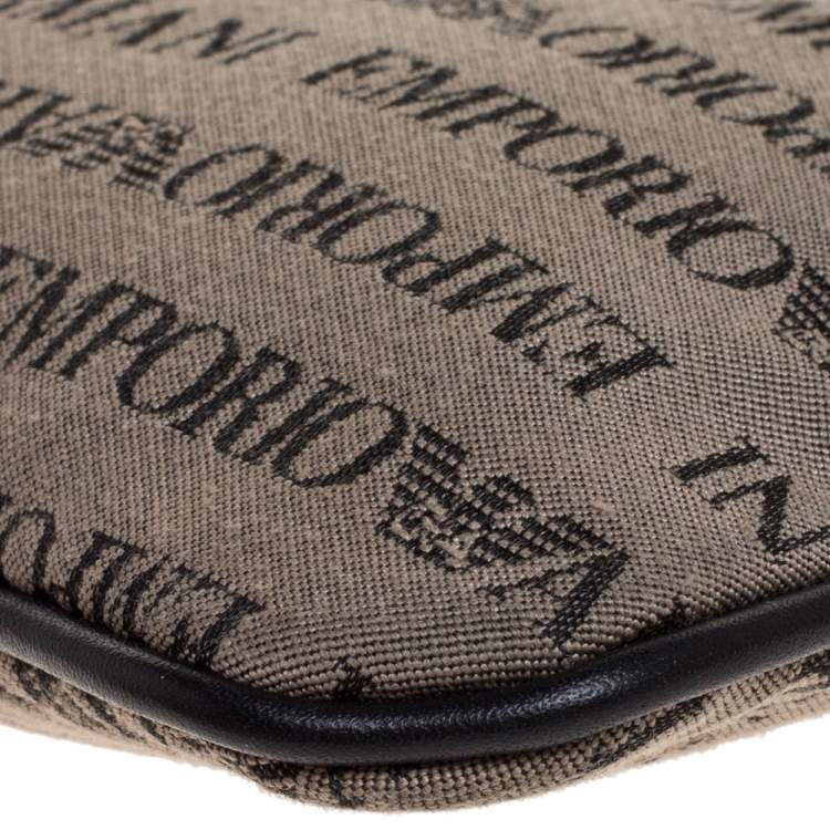 Pre Owned Emporio Armani Grey/Black Monogram Canvas Pouch