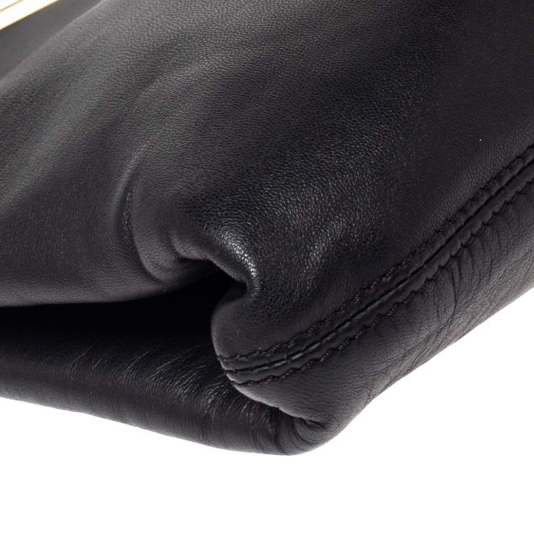 Pre Owned Emporio Armani Black Leather Frame Shoulder Bag