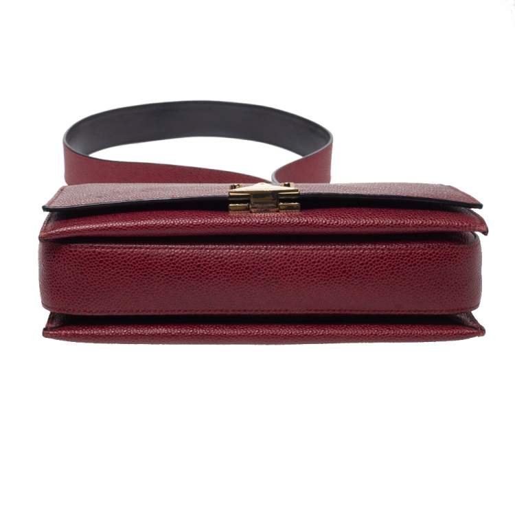 Pre Owned Emporio Armani Burgundy Leather Crossbody Bag
