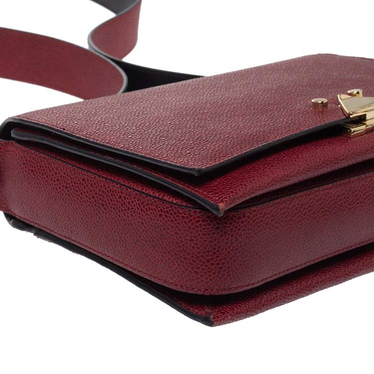 Pre Owned Emporio Armani Burgundy Leather Crossbody Bag