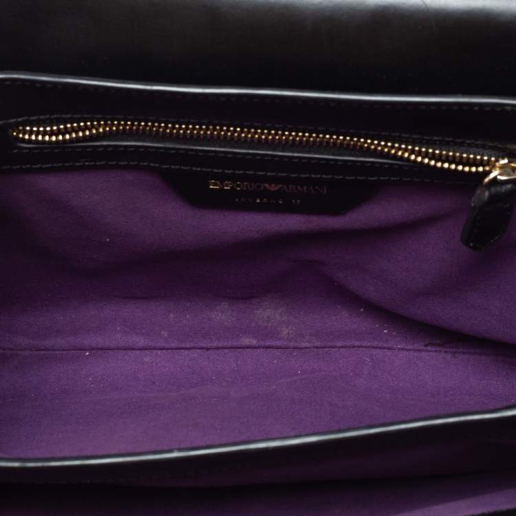 Pre Owned Emporio Armani Burgundy Leather Crossbody Bag