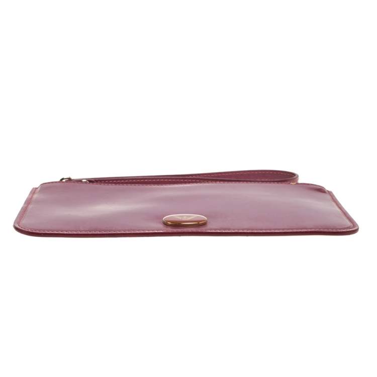 Pre Owned Emporio Armani Burgundy Patent Leather Wristlet Clutch