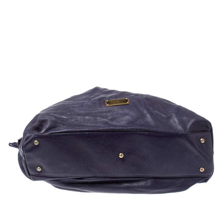 Pre Owned Emporio Armani Purple Soft Leather Knotted Handle Hobo