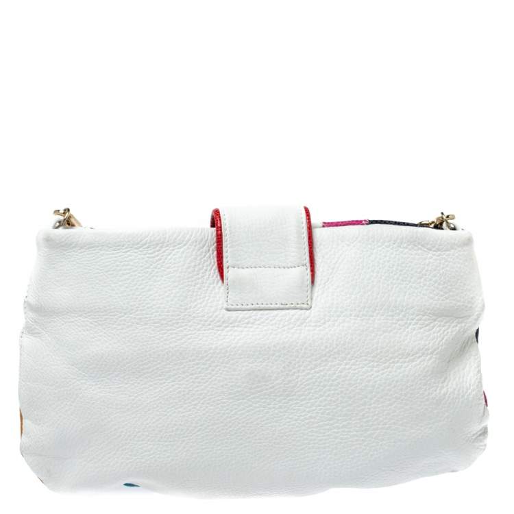 Pre Owned Emporio Armani Multicolor and Snakeskin Effect Leather Flap Crossbody Bag