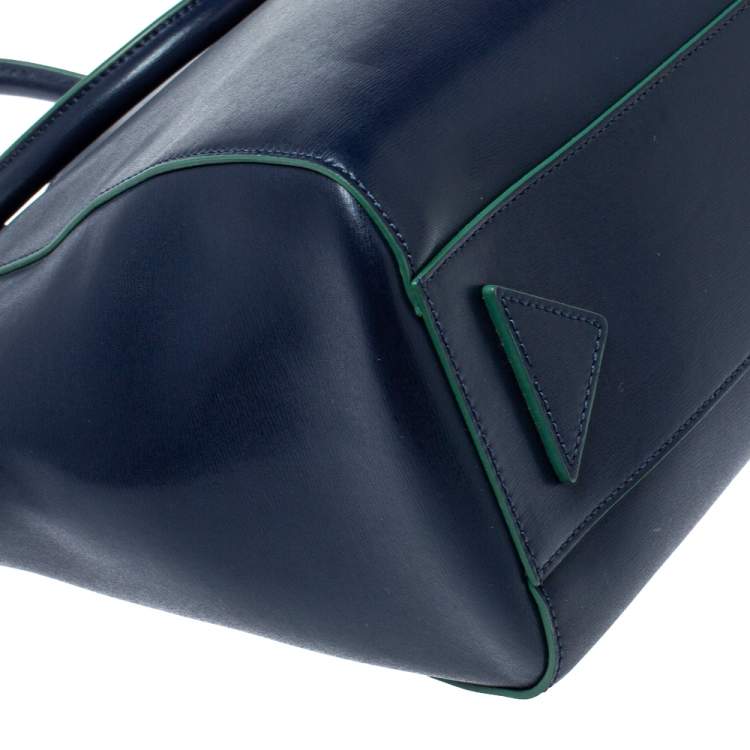 Pre Owned Emporio Armani Blue Leather Dome Satchel