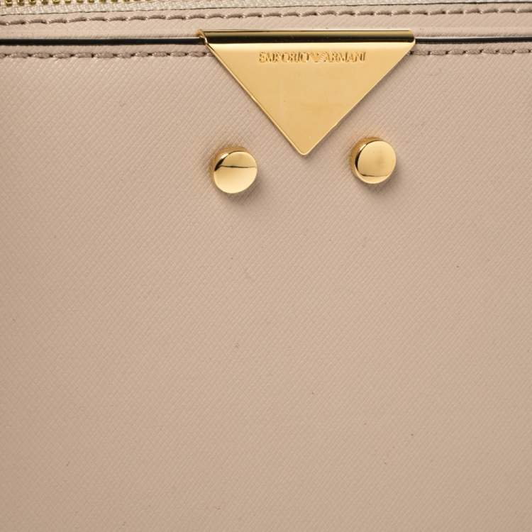Pre Owned Emporio Armani Old Rose Leather Crossbody Bag