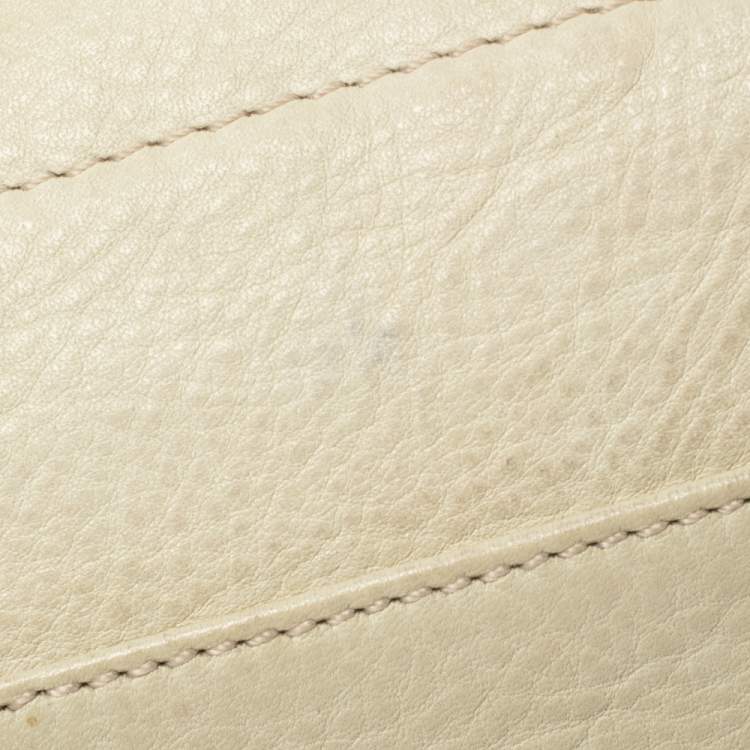 Pre Owned Emporio Armani Pale Green Leather Double Zip Tote
